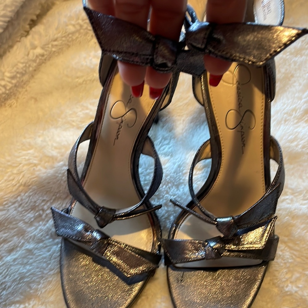 Jessica Simpson Grage metallic platform heels.